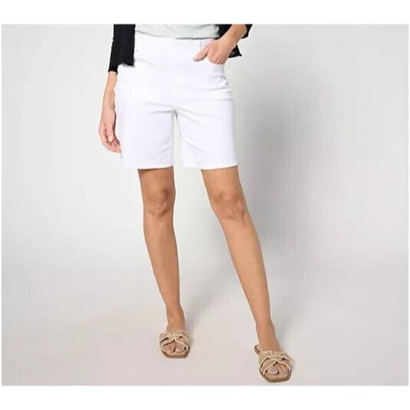 Denim & Co. Comfy Knit Air Pull-On Short with Pockets White Petite 2X A636657 - Picture 1 of 1